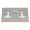 Slim Satin Chrome Plug Socket with USB Charging - Click to see large image