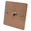 Slim Classic Brushed Copper Toggle (Dolly) Switch - Click to see large image