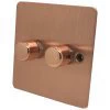 Slim Classic Brushed Copper Push Light Switch - Click to see large image