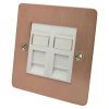 Slim Classic Brushed Copper RJ45 Network Socket - Click to see large image