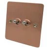 Slim Classic Brushed Copper Toggle (Dolly) Switch - Click to see large image