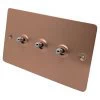 Slim Classic Brushed Copper Toggle (Dolly) Switch - Click to see large image