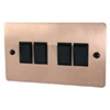 Slim Classic Brushed Copper Light Switch - Click to see large image