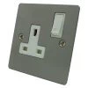 Slim Satin Chrome Switched Plug Socket - Click to see large image