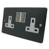 Slim Dark Pewter Switched Plug Socket - Click to see large image