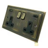 Victoria Antique Brass Plug Socket with USB Charging - Click to see large image