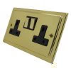 Victoria Polished Brass Switched Plug Socket - Click to see large image