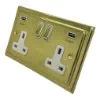 Victoria Polished Brass Plug Socket with USB Charging - Click to see large image