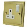 Victoria Classic Polished Brass Switched Plug Socket - Click to see large image