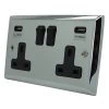 Grande Polished Chrome Plug Socket with USB Charging - Click to see large image