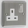 Ensemble Brushed Chrome Switched Plug Socket - Click to see large image