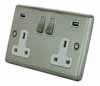 Ensemble Brushed Chrome Plug Socket with USB Charging - Click to see large image