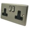 Ensemble Brushed Steel Switched Plug Socket - Click to see large image