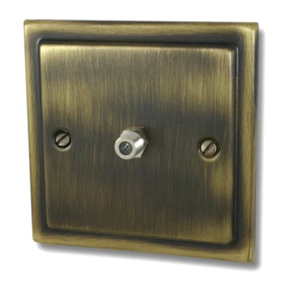 Victoria Antique Brass Satellite Socket (F Connector)