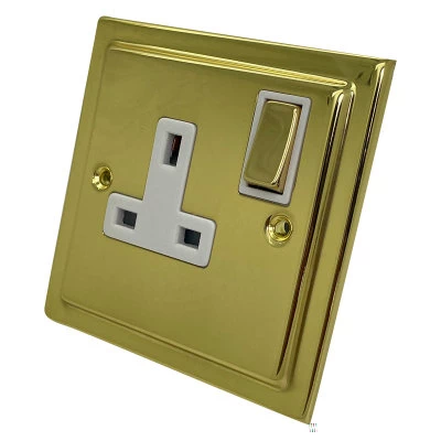 Victoria Polished Brass Switched Plug Socket