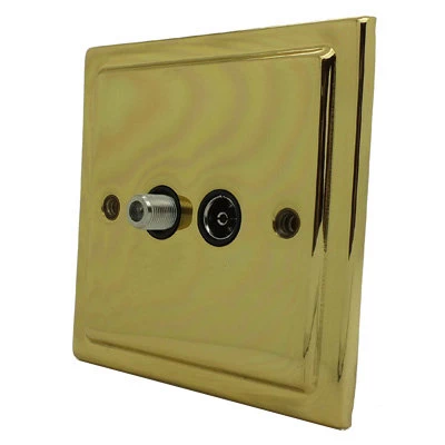 Victoria Polished Brass TV and SKY Socket