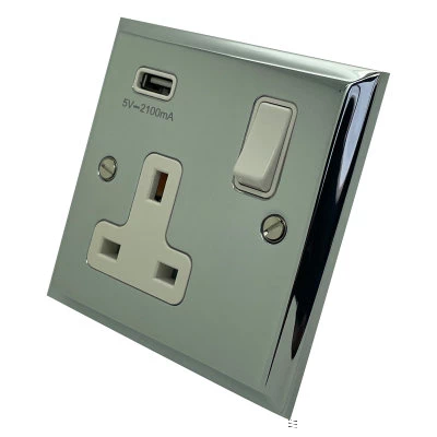 Style Polished Chrome Plug Socket with USB Charging