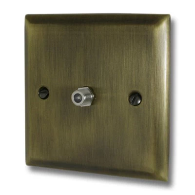 Grande Antique Brass Satellite Socket (F Connector)