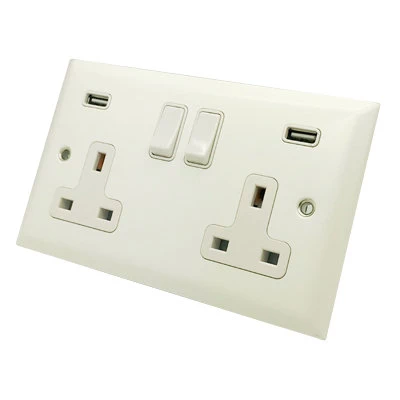 Grande White Plug Socket with USB Charging