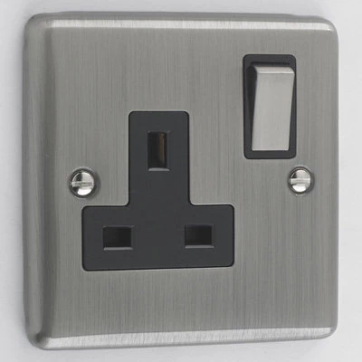 Ensemble Brushed Chrome Switched Plug Socket