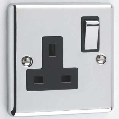 Ensemble Polished Chrome Switched Plug Socket