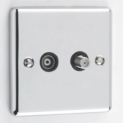 Ensemble Polished Chrome TV and SKY Socket