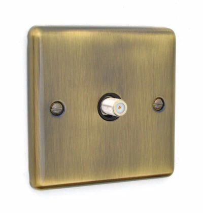 Ensemble Antique Brass Satellite Socket (F Connector)