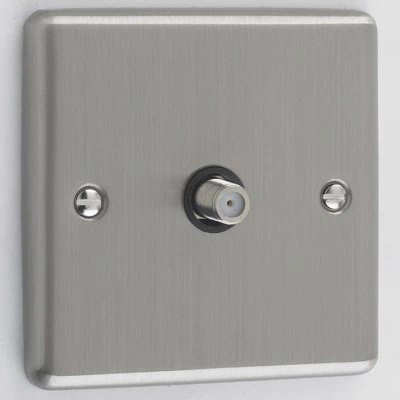 Ensemble Brushed Chrome Satellite Socket (F Connector)