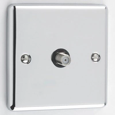 Ensemble Polished Chrome Satellite Socket (F Connector)