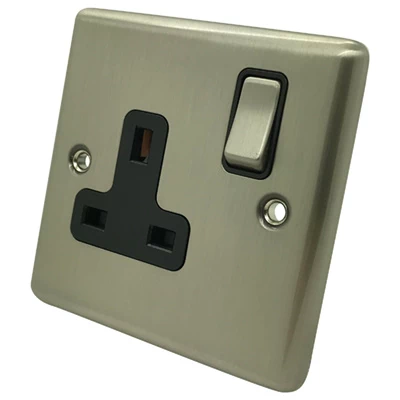 Ensemble Brushed Steel Switched Plug Socket