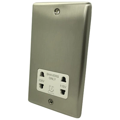 Ensemble Brushed Steel Shaver Socket