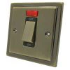 45 Amp Double Pole Switch with Neon - Single Plate : Black Trim