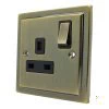 1 Gang - Single 13 Amp Switched Plug Socket : Black Trim