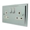 2 Gang - Double 13 Amp Switched Plug Socket : White Trim