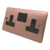 2 Gang - Double 13 Amp Switched Plug Socket : Black Trim