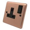 1 Gang - Single 13 Amp Switched Plug Socket : Black Trim