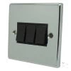 3 Gang 2 Way Light Switch : Black Trim