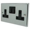 2 Gang - Double 13 Amp Switched Plug Socket : Black Trim