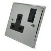 1 Gang - Single 13 Amp Switched Plug Socket : Black Trim