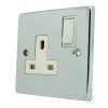 1 Gang - Single 13 Amp Switched Plug Socket : White Trim