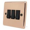 3 Gang 10 Amp 2 Way Light Switches : Black Trim