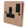 1 Gang - Single 13 Amp Switched Plug Socket : Black Trim