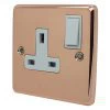 1 Gang - Single 13 Amp Switched Plug Socket : White Trim