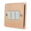 3 Gang 10 Amp 2 Way Light Switches : White Trim