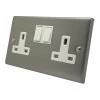 2 Gang - Double 13 Amp Switched Plug Socket : White Trim