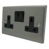 2 Gang - Double 13 Amp Switched Plug Socket : Black Trim