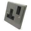 1 Gang - Single 13 Amp Switched Plug Socket : Black Trim