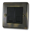 2 Gang Telephone Master Socket : Black Trim