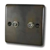 2 Gang Satellite Socket : Black Trim