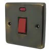 45 Amp Double Pole Switch with Neon - Single Plate : Black Trim